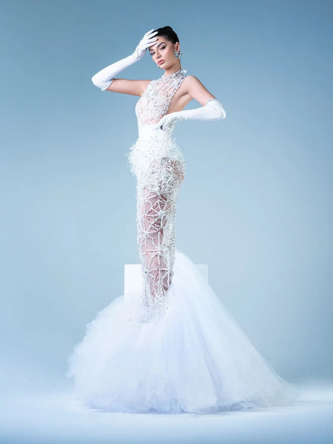 Adalee White Spider Wedding Gown