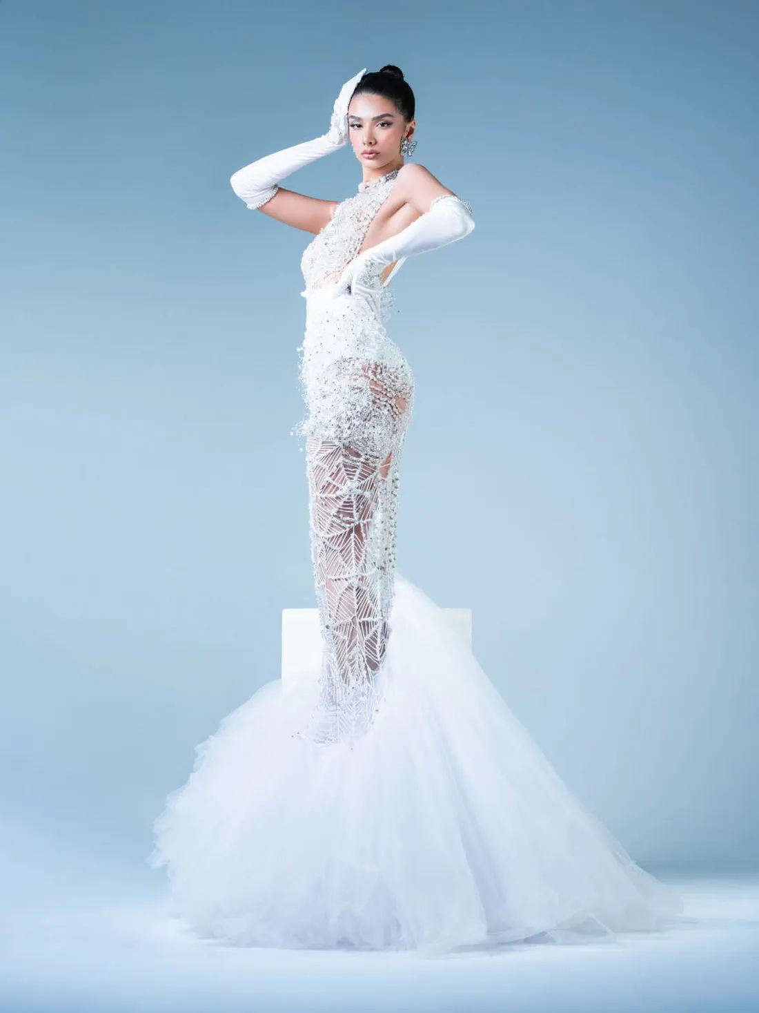 Adalee White Spider Wedding Gown