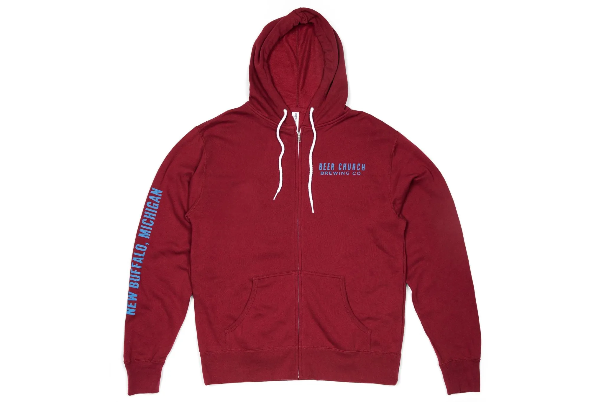 Beer Church Retro Logo Brewery Zip Up Hoodie Sweatshirt | Vintage Full Zip Hoodies