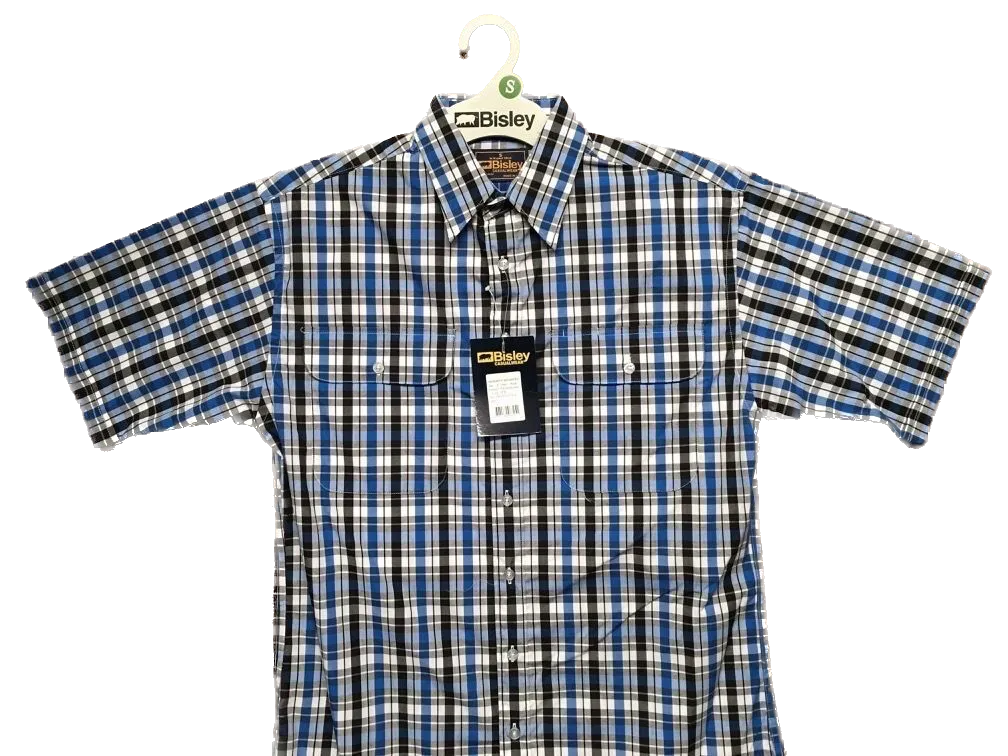 BISLEY SHORT SLEEVE SHIRT Everyday Casual Business Work Cotton Blend Check