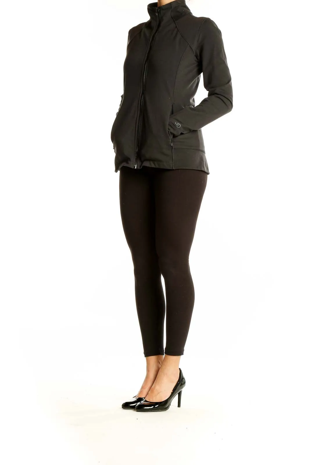 Black Sleek Performance Zip-Up Jacket