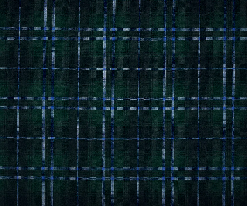 Blue-Green-Multi Poly Wool Plaid Check Shirting Woven Fabric