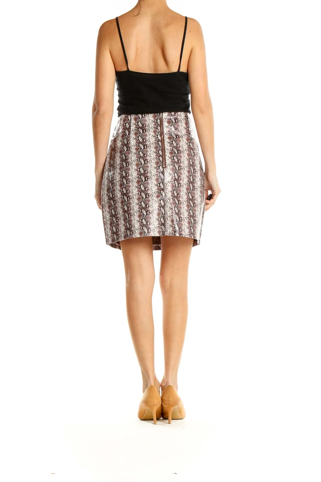 Brown Snake Print Mini Skirt