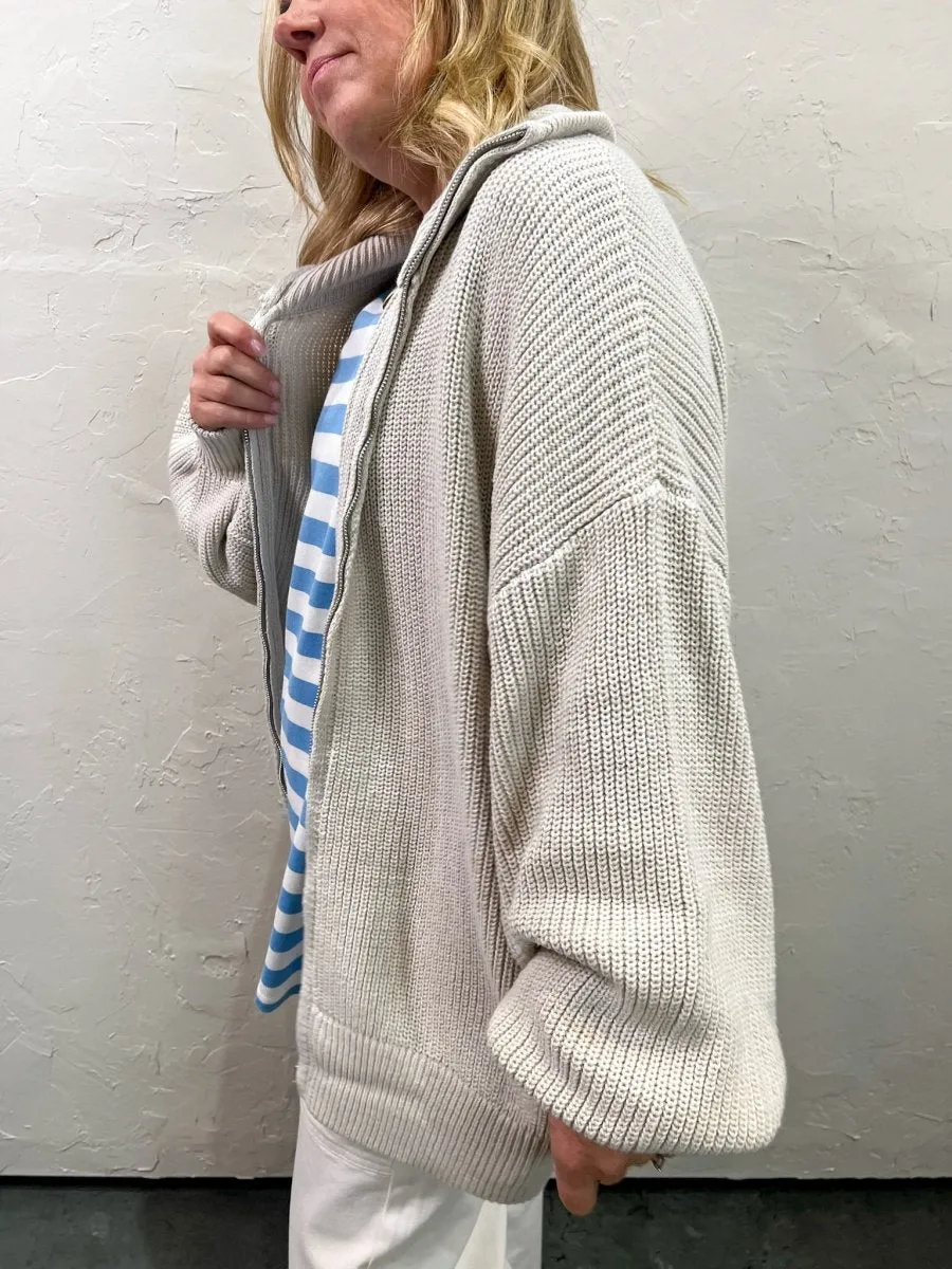 Chandler Zip Up Sweater - Taupe