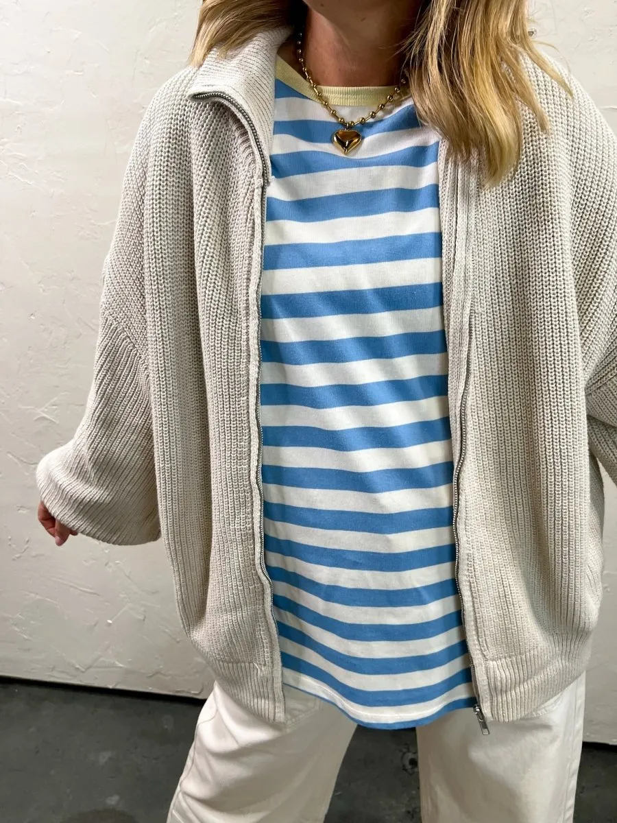 Chandler Zip Up Sweater - Taupe
