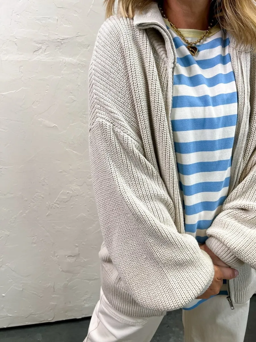 Chandler Zip Up Sweater - Taupe