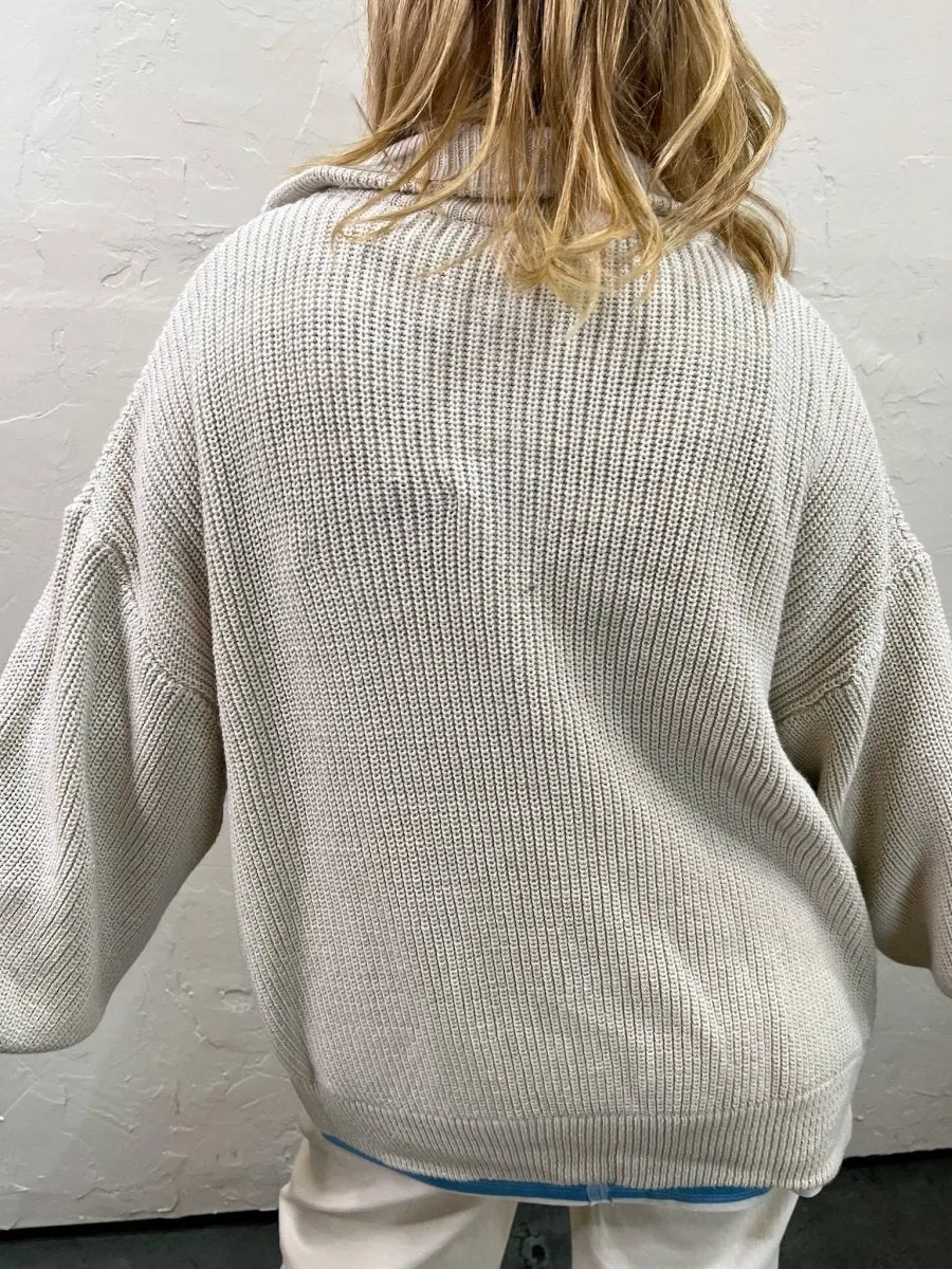 Chandler Zip Up Sweater - Taupe