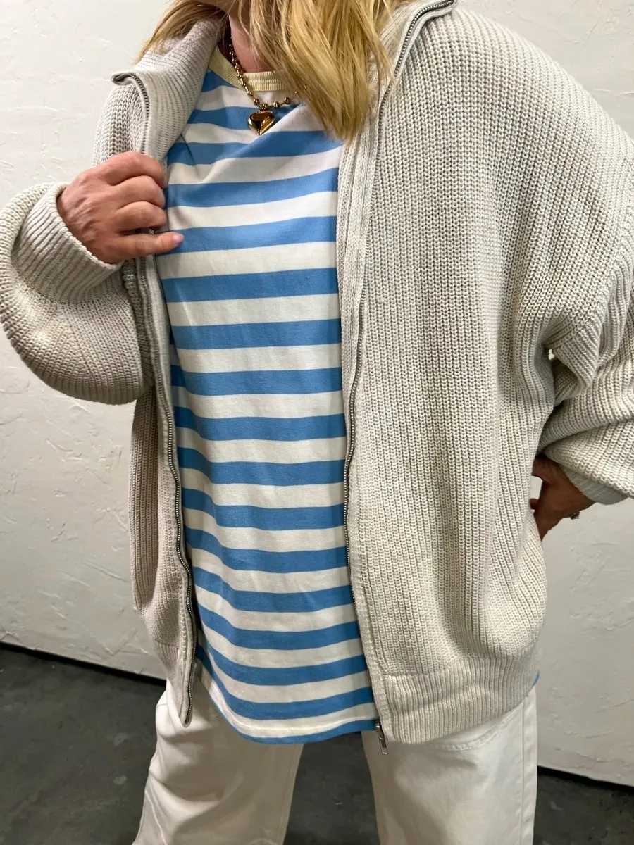 Chandler Zip Up Sweater - Taupe