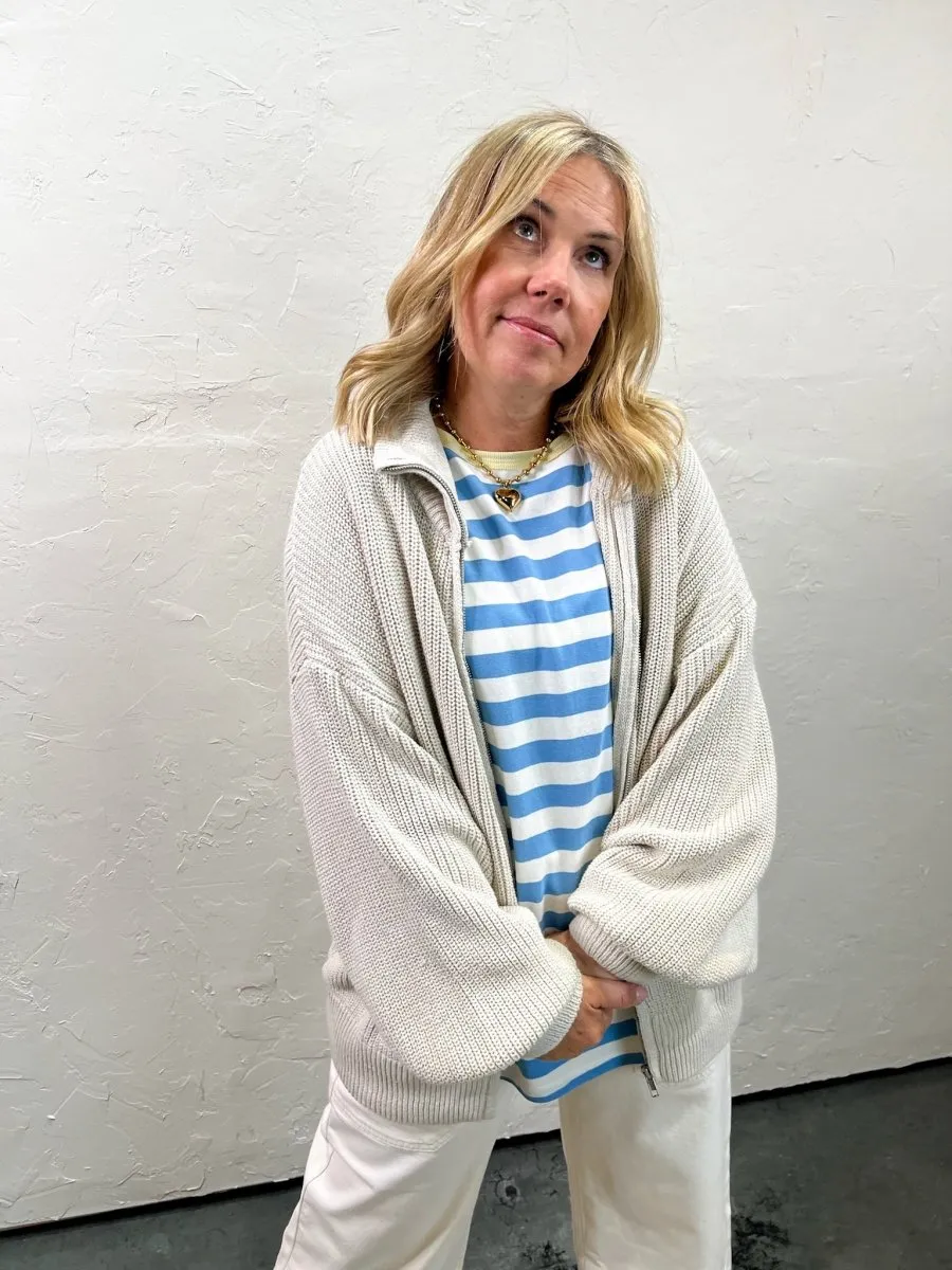 Chandler Zip Up Sweater - Taupe