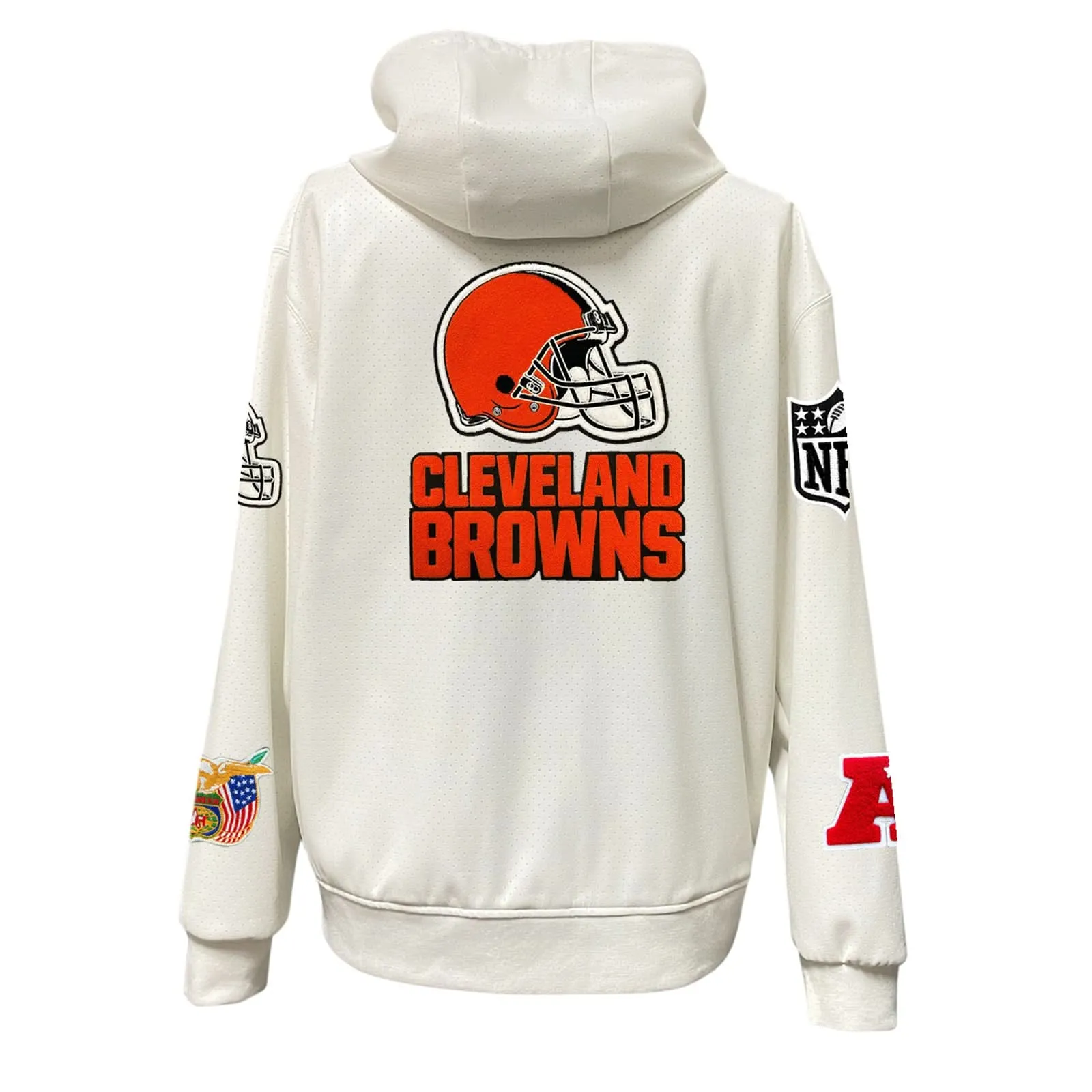 CLEVELAND BROWNS LIGHTWEIGHT VEGAN ZIP-UP HOODED JACKET WHITE