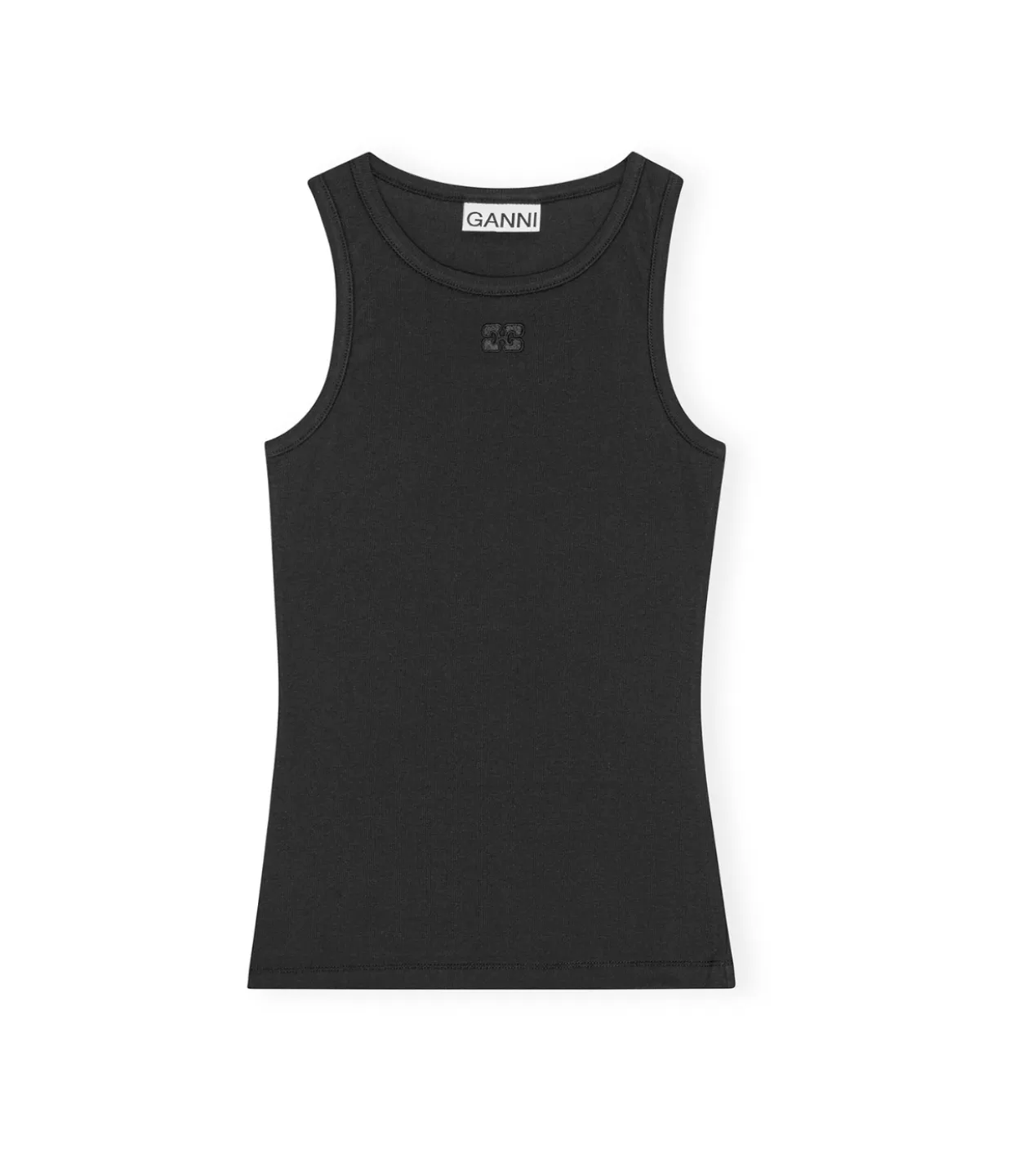 Cotton Ribbed Tank Top in Black