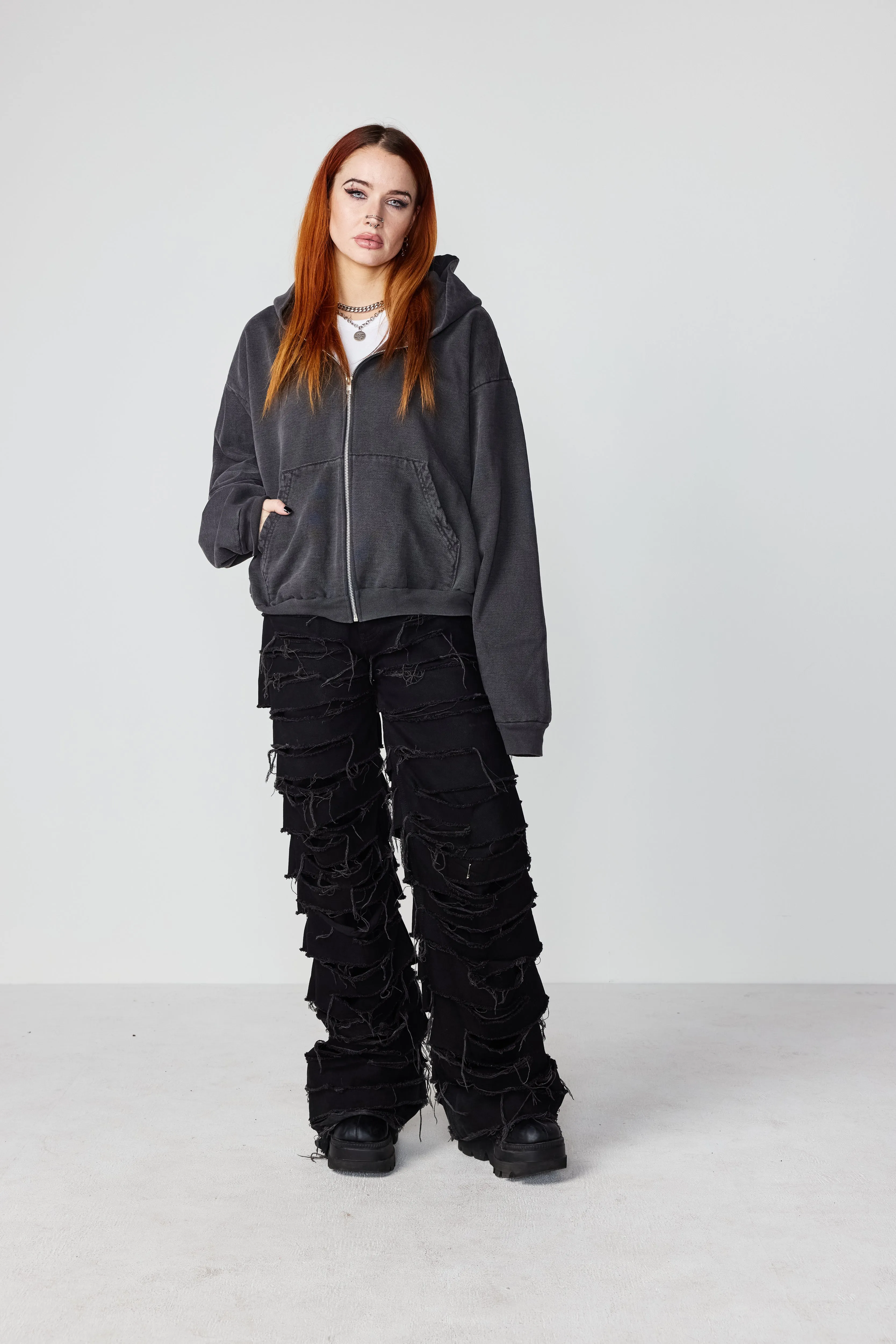 CROPPED ZIP-UP HOODIE