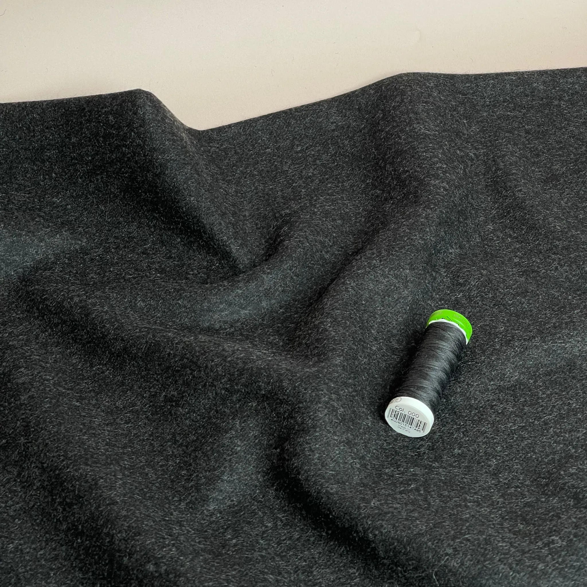 Deadstock Charcoal Italian Wool Coating Fabric with Cashmere
