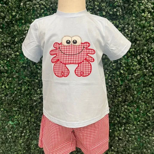 Embroidered Crab Short Set