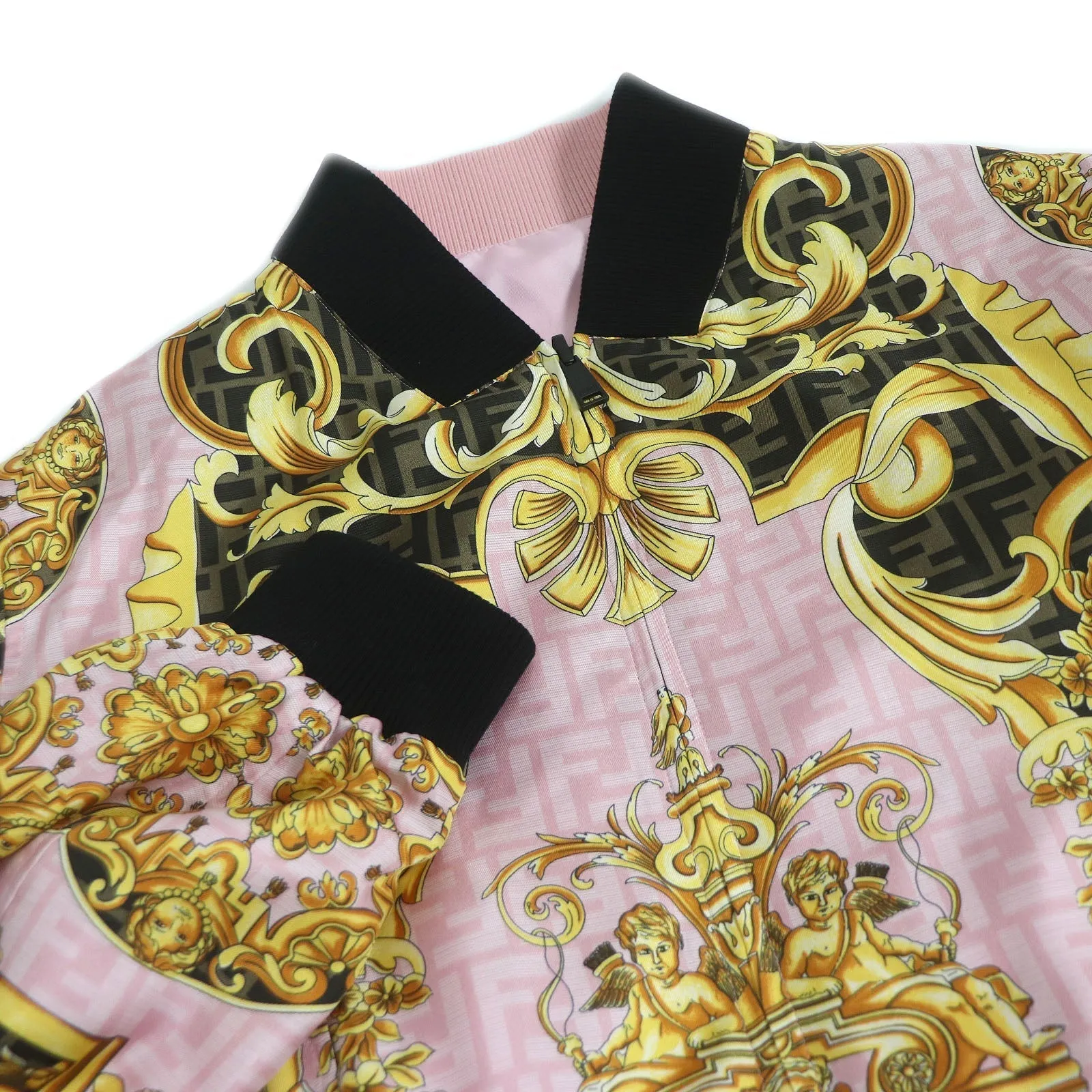 Fendi Versace Silk Cotton Blouson Pink 48