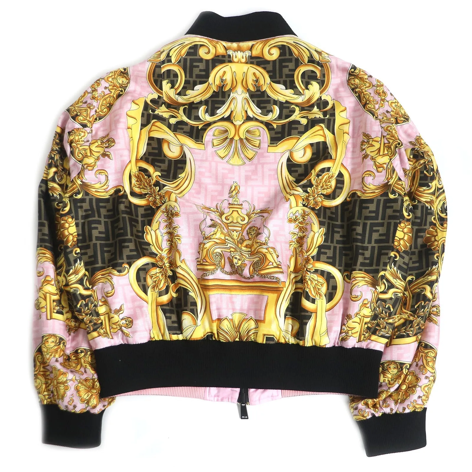 Fendi Versace Silk Cotton Blouson Pink 48