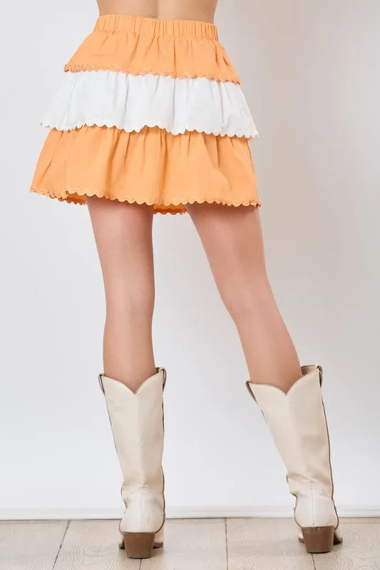FINAL SALE - Cotton Poplin Color Block Tiered Skirt