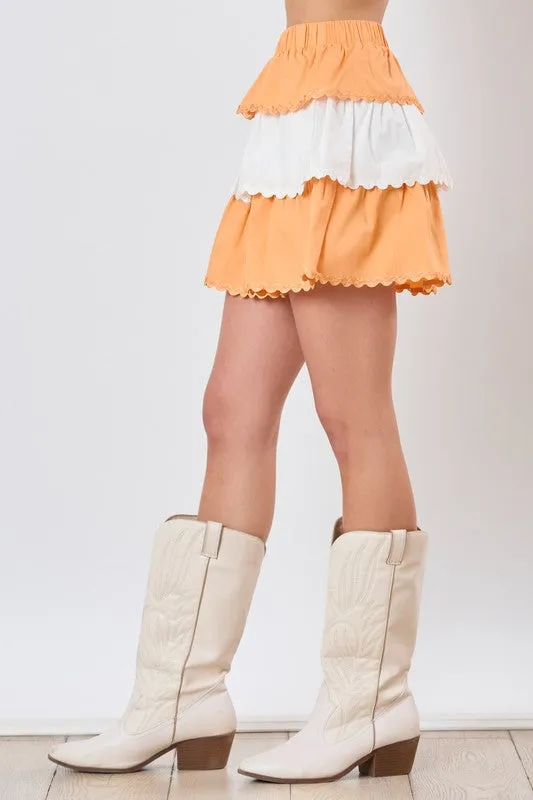 FINAL SALE - Cotton Poplin Color Block Tiered Skirt