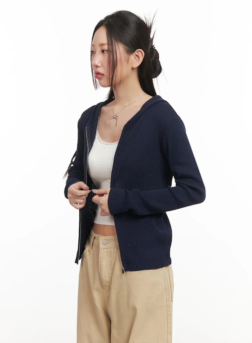 Hooded Zip-Up Cardigan IM524