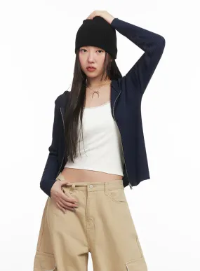 Hooded Zip-Up Cardigan IM524
