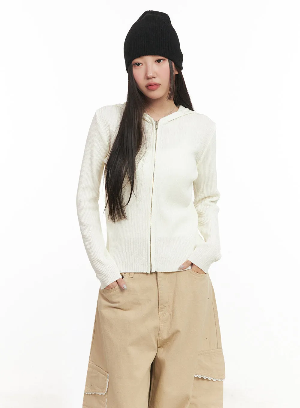 Hooded Zip-Up Cardigan IM524