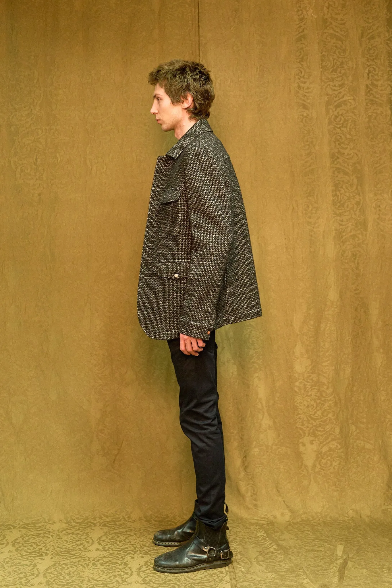 IMMORTAL Monaco Car Coat - Tweed Charcoal and Black