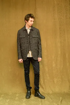 IMMORTAL Monaco Car Coat - Tweed Charcoal and Black
