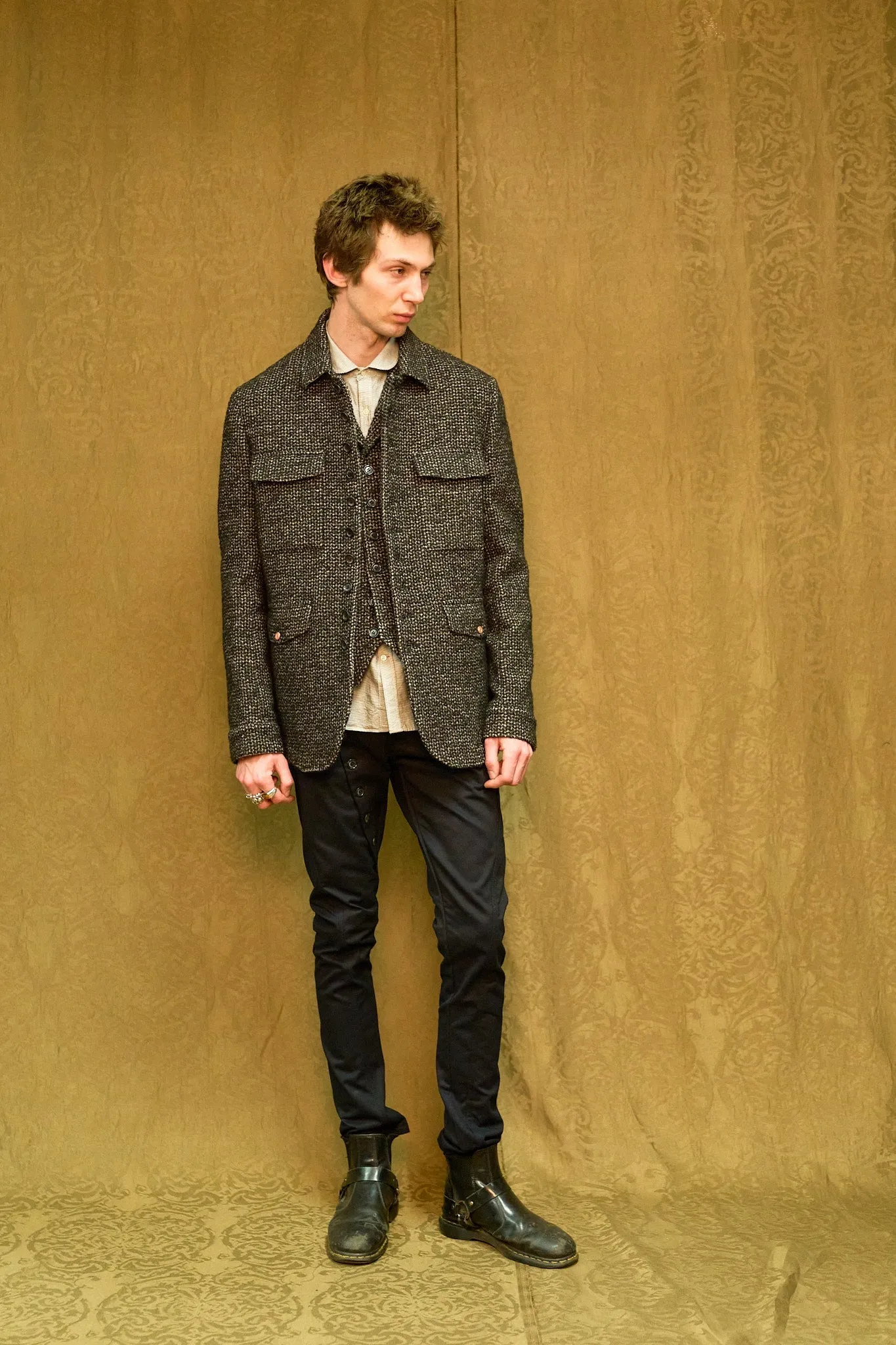 IMMORTAL Monaco Car Coat - Tweed Charcoal and Black