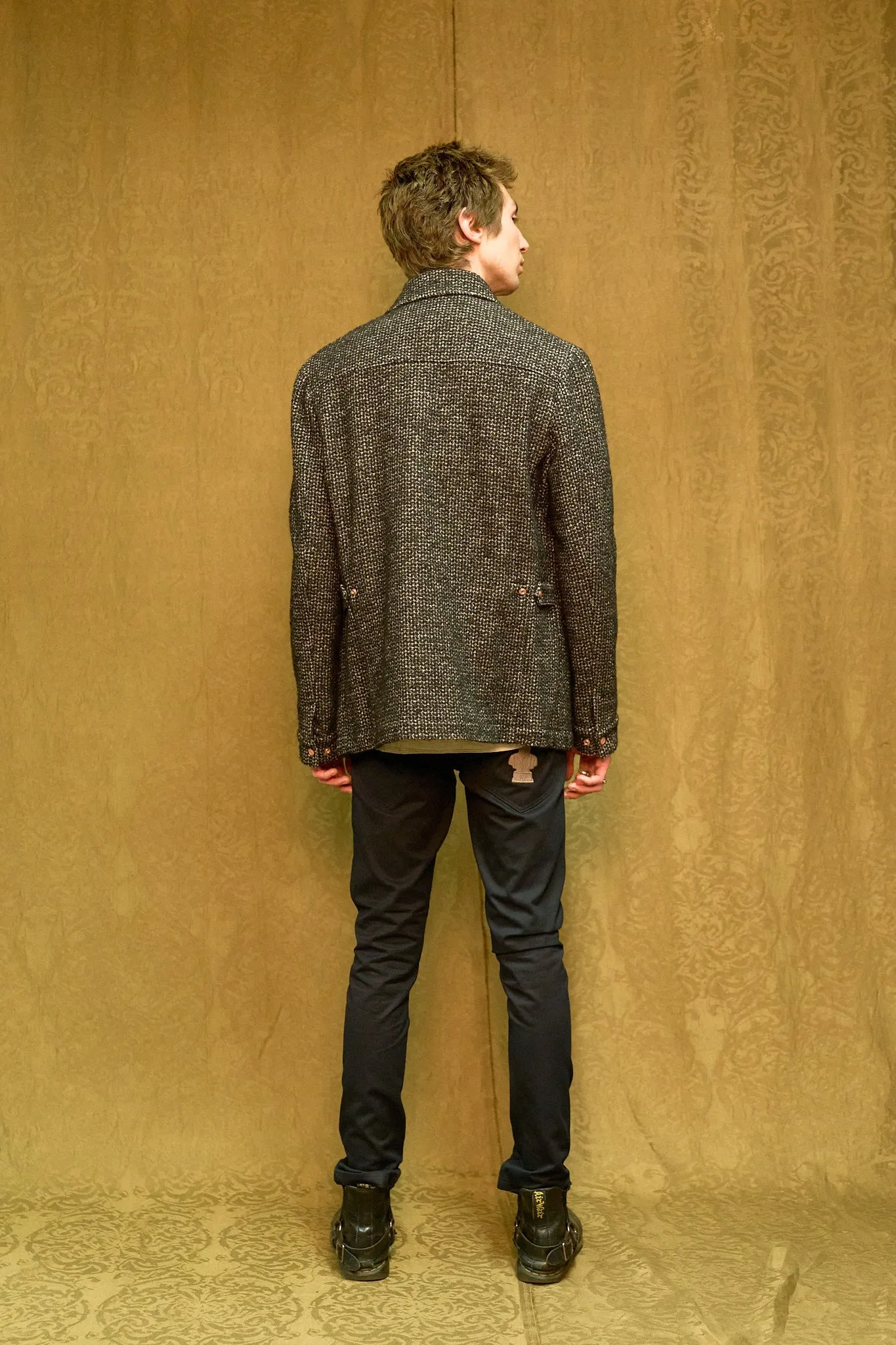 IMMORTAL Monaco Car Coat - Tweed Charcoal and Black