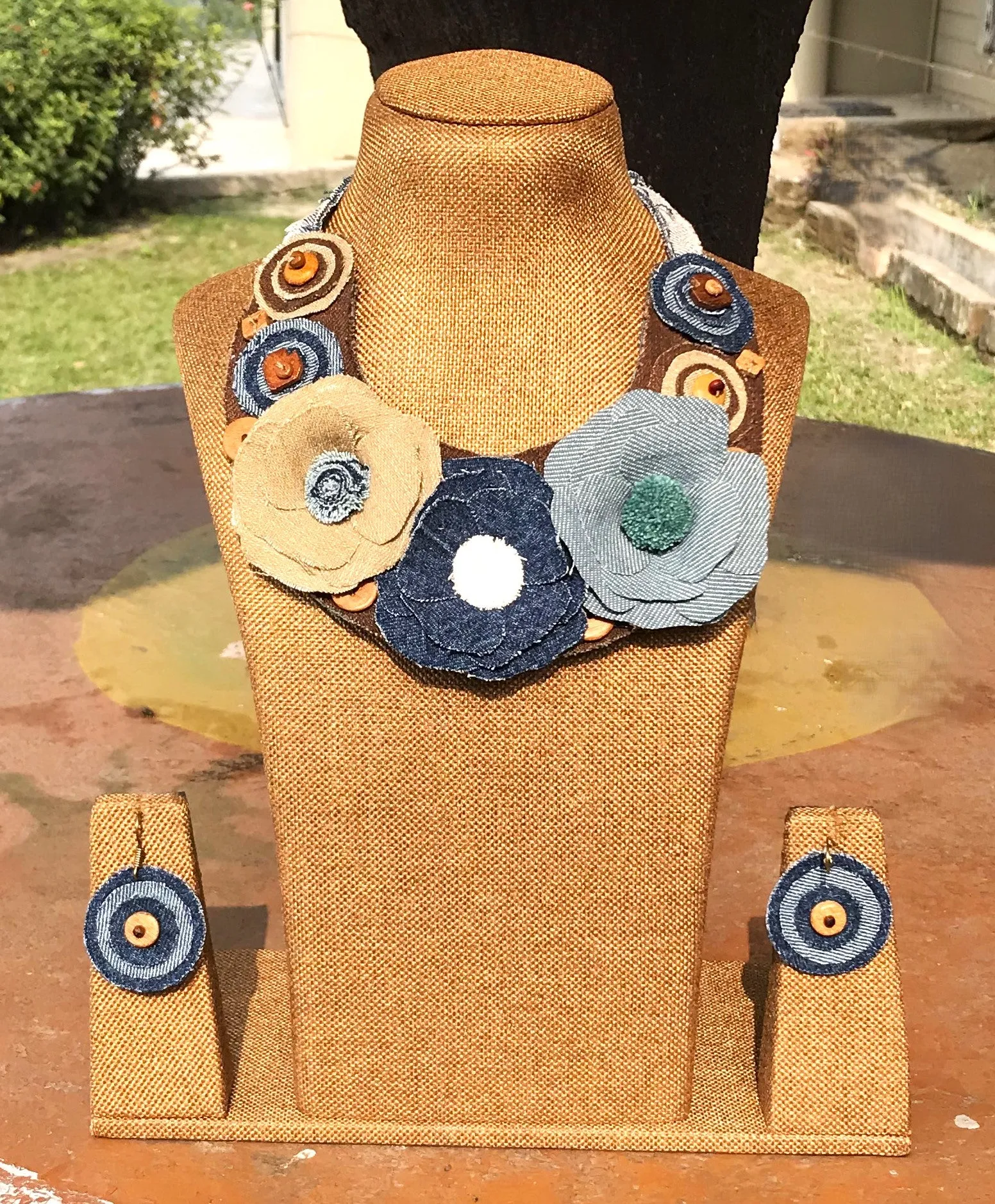 Juliette Denim Necklace & Earrings set