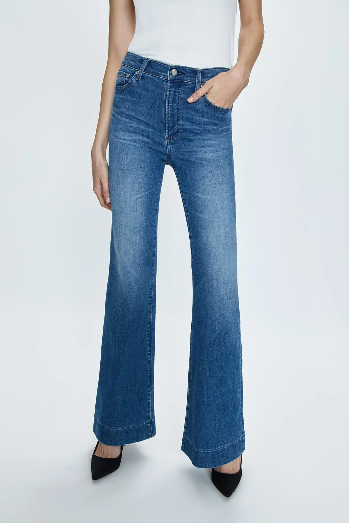 Kinsley Mid Rise Flare in Spindler by Pistola Denim