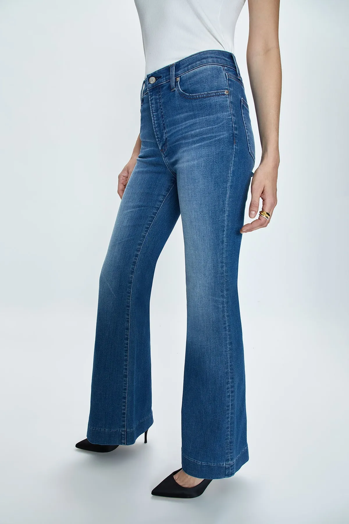 Kinsley Mid Rise Flare in Spindler by Pistola Denim