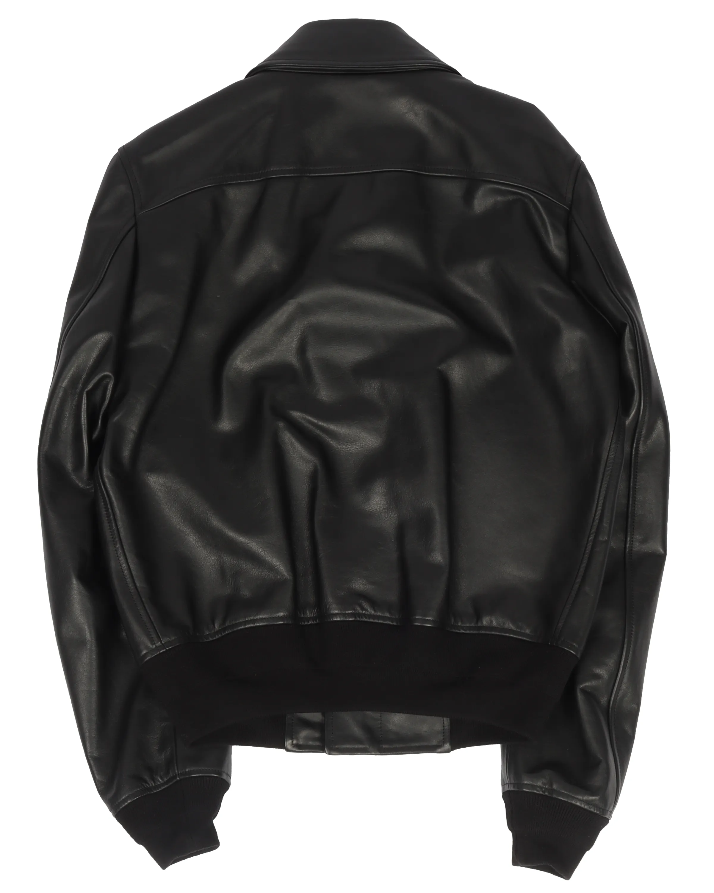 Leather Zip-Up Bomber Jacket