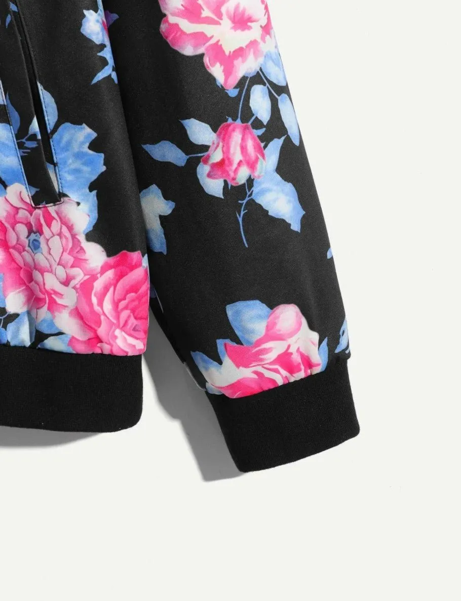 Men Zip Up Floral Jacket