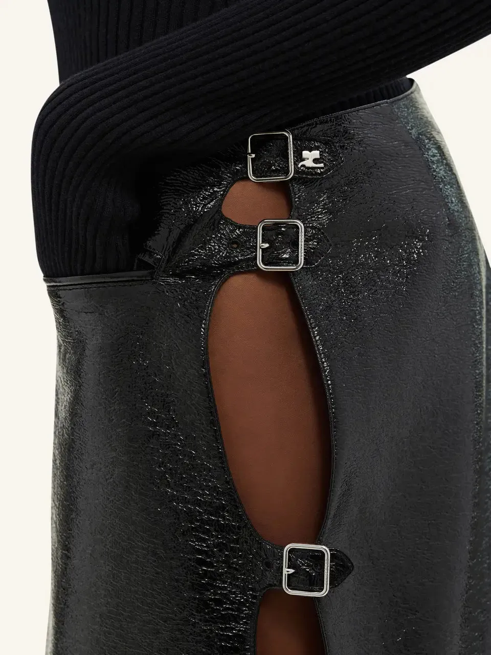 Mini Skirt Multi Sangle Vinyl Black