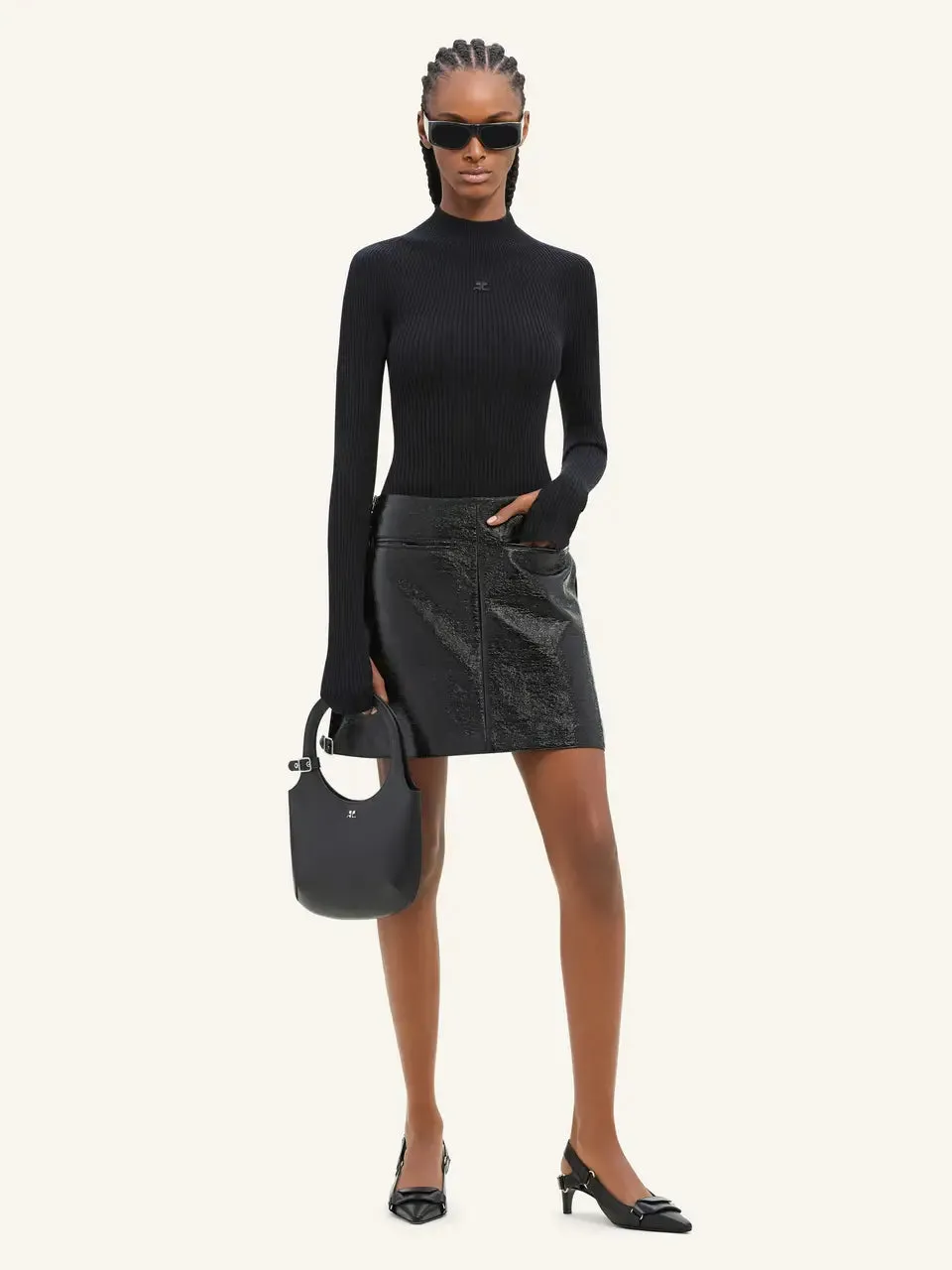 Mini Skirt Multi Sangle Vinyl Black