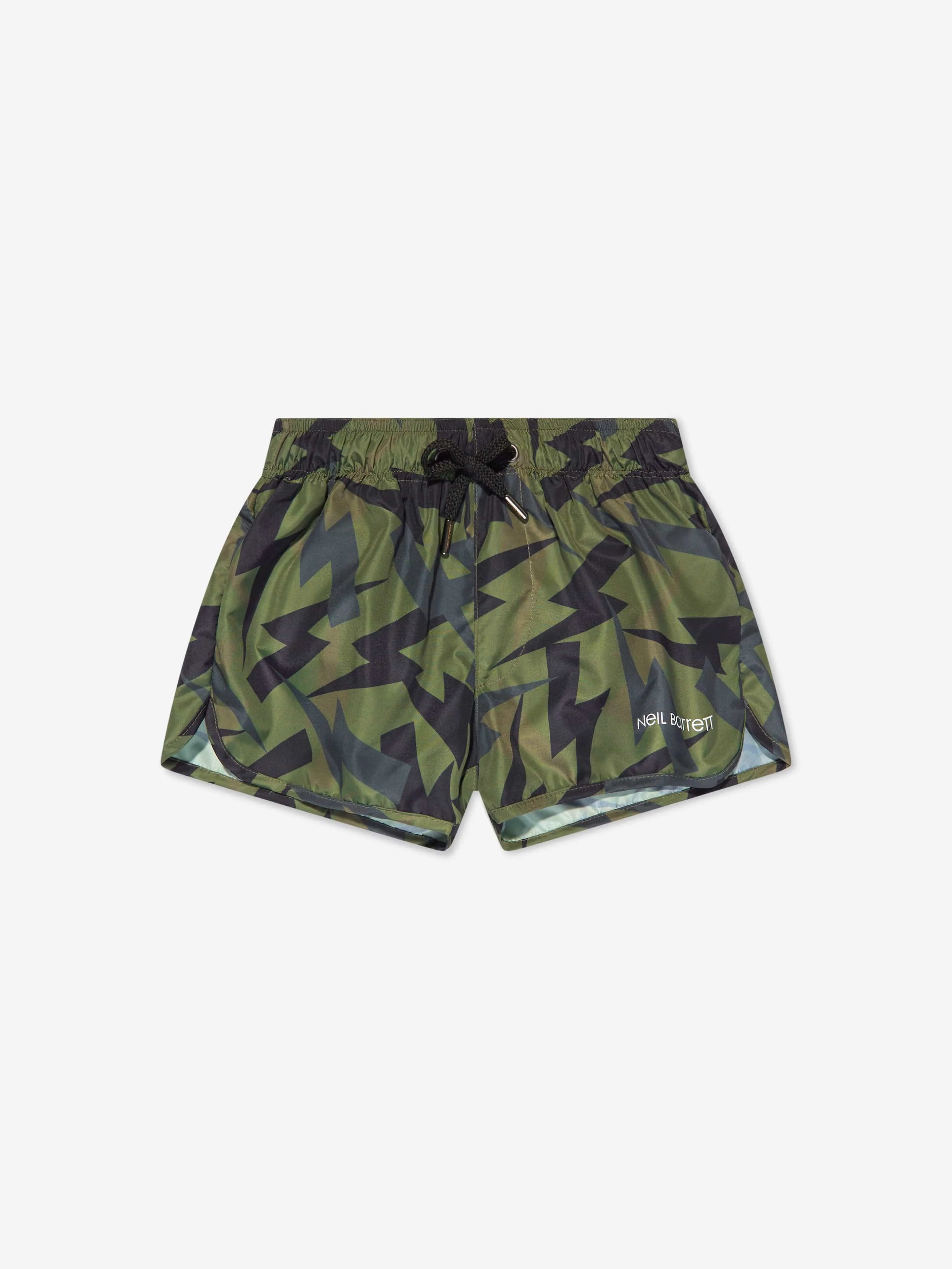 Neil Barrett Boys Thunderbolt Swim Shorts in Green
