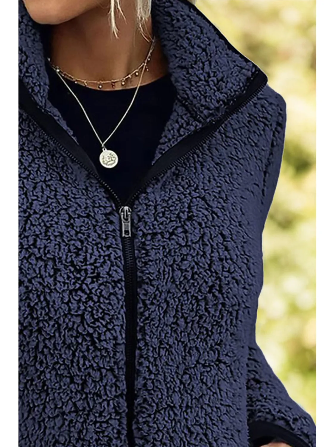Pocketed Zip Up Turtleneck Jacket