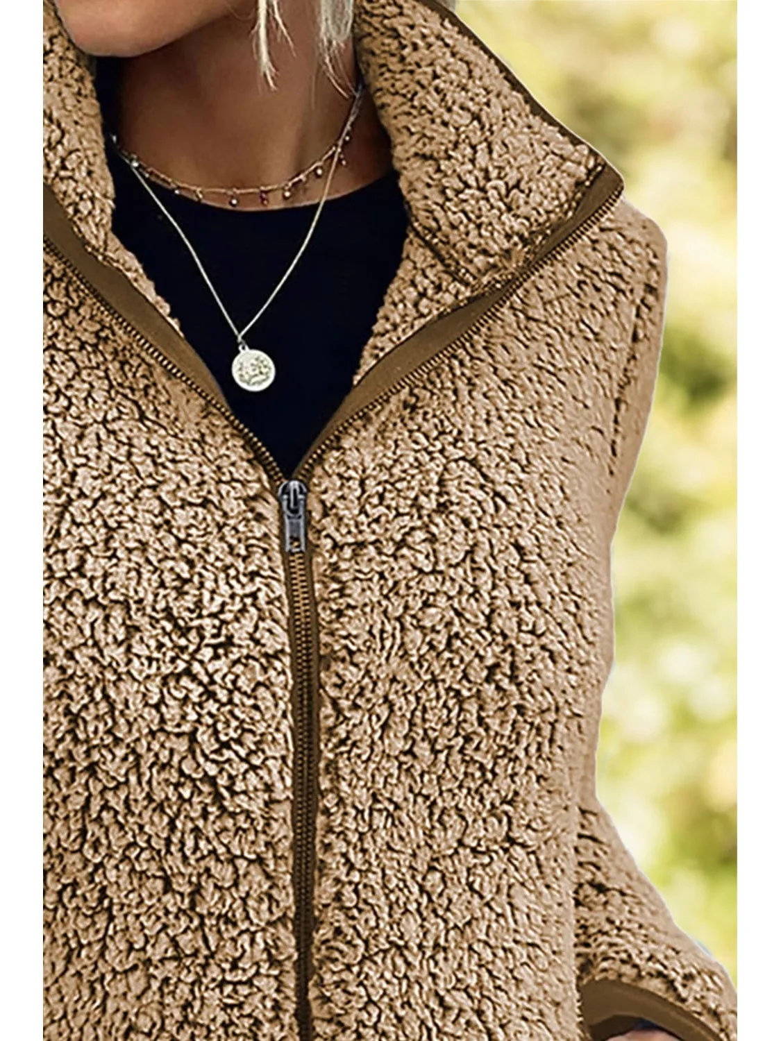 Pocketed Zip Up Turtleneck Jacket