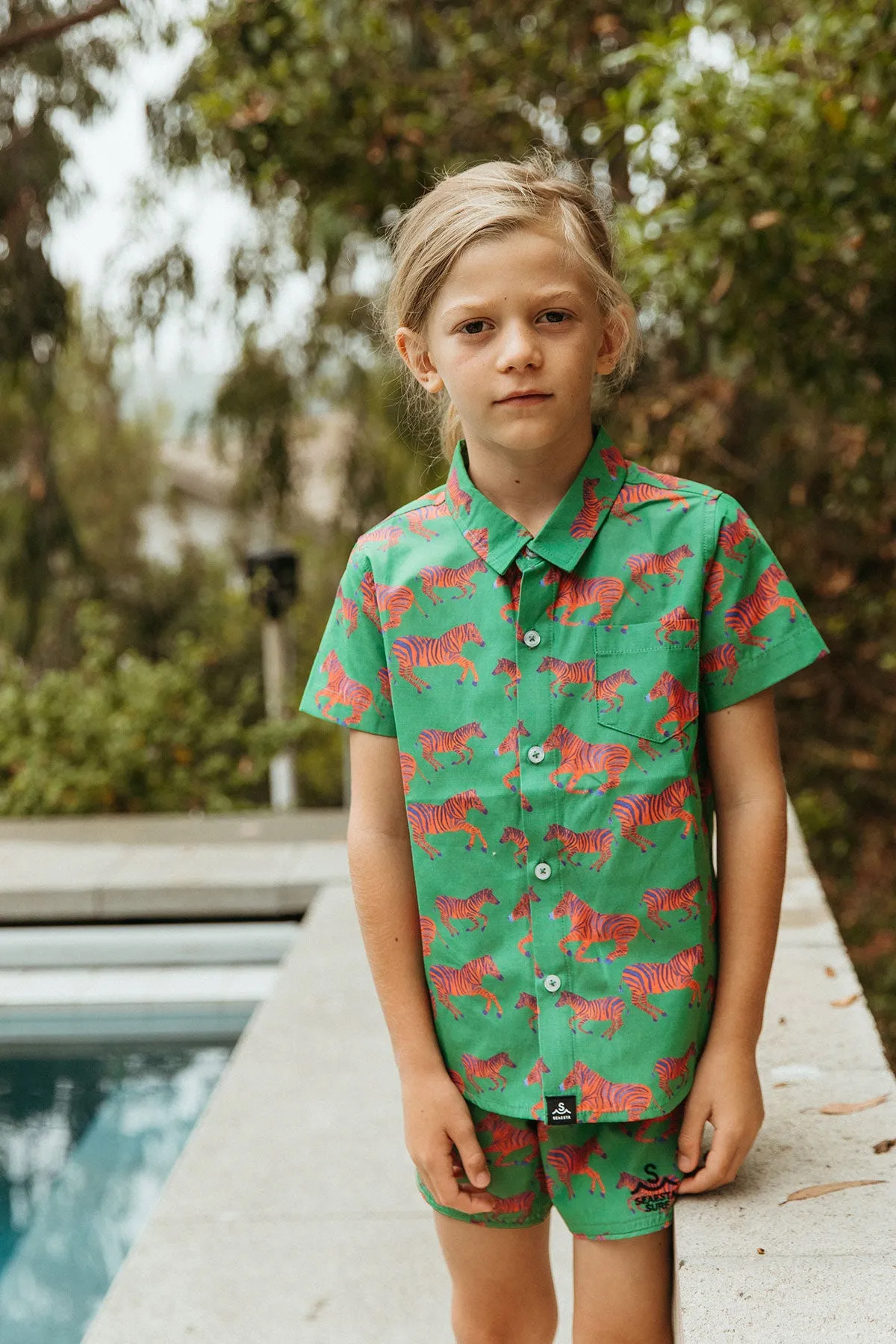 Zébre Button Up Shirt / KIDS / Emerald
