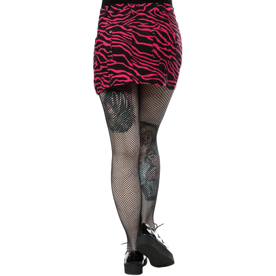 Zebra Five Pocket Pink Womens Mini Skirt