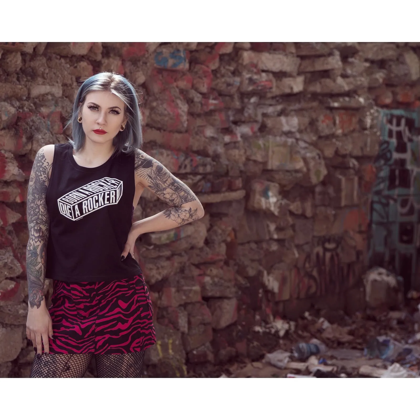 Zebra Five Pocket Pink Womens Mini Skirt