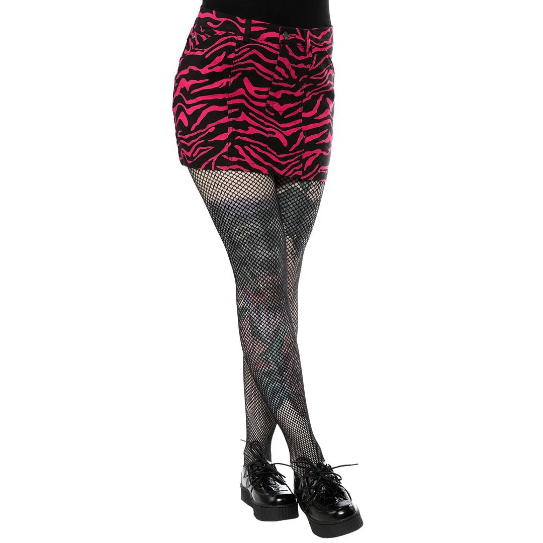 Zebra Five Pocket Pink Womens Mini Skirt