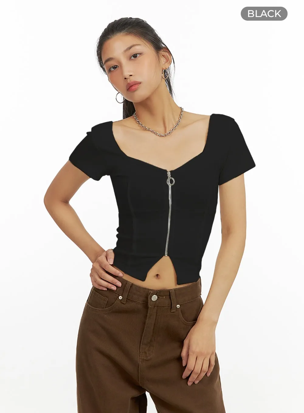 Zip-Up Crop Top IU412